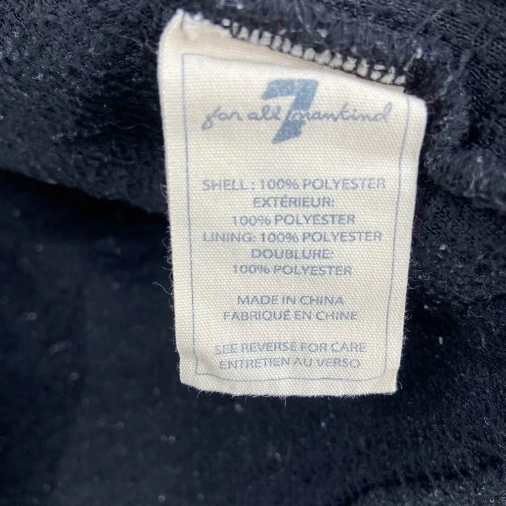 7 FOR ALL MANKIND Black Teddy Sherpa Full Zip Jacket Size Youth Large (14/16)